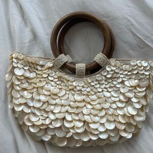 Zara Cream mother of pearl handle bag